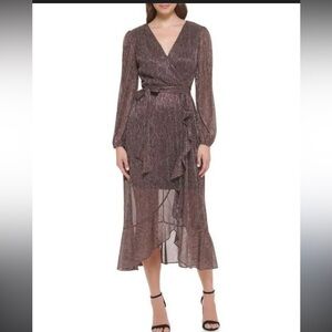 Kensie Women's Metallic Brown Asymmetrical Skirt